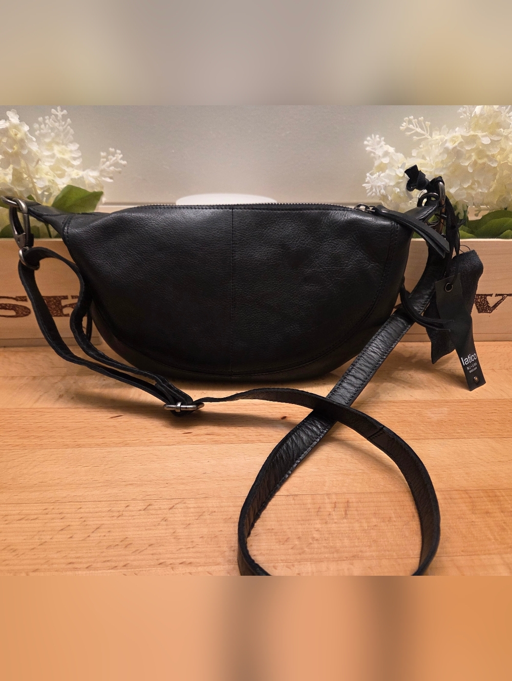 Latico Leathers Crosby Small Crossbody/Sling Bag Black Leather